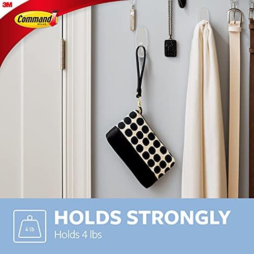Command Outdoor Decorating Clips, Pack of 16 Mini Hooks and 20 Small Adhesive Strips, Transparent & 17093CLRES Large Hook, Pack 1 Hook and 2 Adhesive Strips, Transparent - Holds up to 1.6 kg