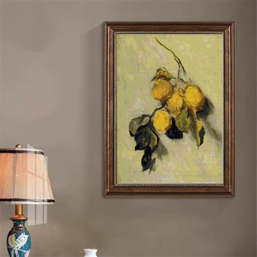 Image of JOYSEWING Stamped Kits Printed Cross Stitch for Adults 11CT Counted Cross Stitch Kits Embroidery for Beginners DIY Needlepoint Kits Home Decor- (Monet-Branch of Lemons(11CT) 17.72 x23.62 inches)