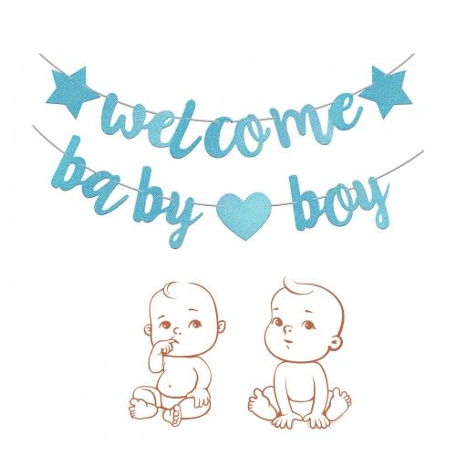 Striscione 'Welcome Baby' Per Feste | Decorazione Baby Shower | Cartone Glitterato Rosa