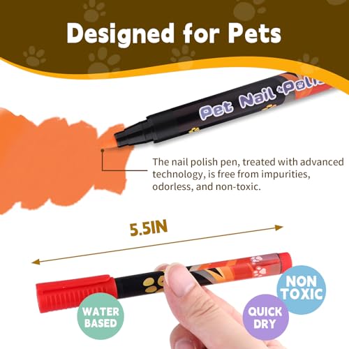 Pruuok Dog Nail Polish, 8 Colors Pet Nail Polish Pen Set, Quick Dry Puppy Nail Polish, Water-Based DIY Beautiful Nail Polish for Dogs Cats, Easy to Remove Pet Beauty Accessories Ideal Gifts