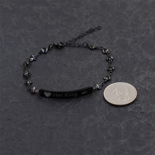 Image of 2 Couple Bracelets for men women, Love /Koi Fish /Gossip Jigsaw Puzzle Stainless Steel Heart-shaped Chain Adjustable Bracelet for Boyfriend Girlfriend Valentine's Day Gift Jewelry