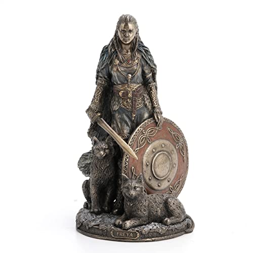 Veronese Design 8 1/4" Tall Shield Maiden Freya Norse Goddess Of Love Beauty And War Cold Cast Resin Sculpture Antique Bronze Finish Statue Nordic Gifts #TOP1