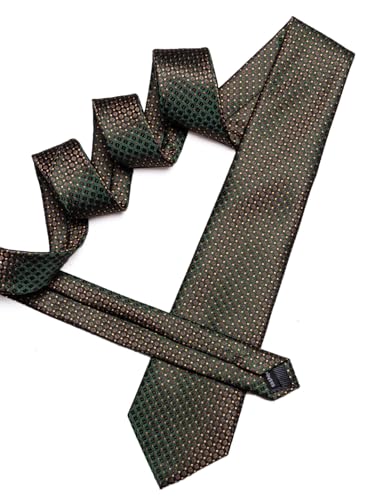 Image of YOHOWA Men Plaid /Striped Ties Set Silk Business Wedding Formal Fashion Necktie and Pocket Square Cufflinks Set