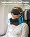 YFONG Travel Pillow for Long Flight Airplanes, Head Strap Combo with 3D Contoured Eye Mask for Sleep, Neck Pillow for Car Trip Essential, 360° Support Memory Foam Headrest, Prevent Head Bobbing, Black