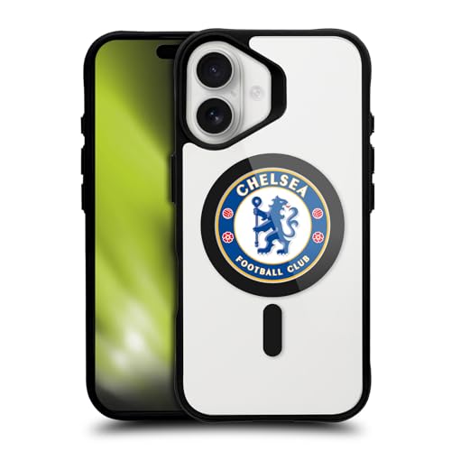 Head Case Designs Officially Licensed Chelsea Football Club Badge Logo Icon Black Shockproof Bumper Case [Military Grade Protection] Compatible with and Compatible with MagSafe Apple iPhone 16