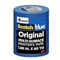 Scotch Painter's Tape Original Multi-Surface Painter's Tape, 1.88 Inches x 60 Yards, 4 Rolls, Blue, Paint Tape Protects Surfaces and Removes Easily, Painting Tape for Indoor and Outdoor Use