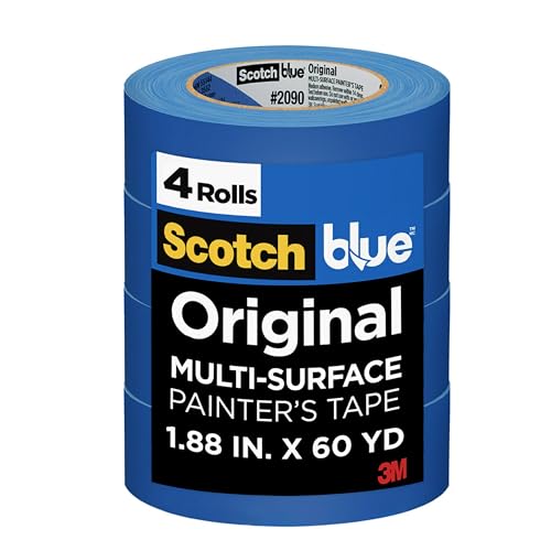 ScotchBlue Original Multi-Surface Painters Tape 1.88 Inches x 60 Yards 4 Rolls Blue Paint Tape Protects Surfaces and Removes Easily Multi-Surface Painting Tape for Indoor and Outdoor Use