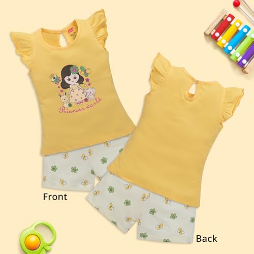 Image of LuvLap Baby Girls Regular Fit 100% Cotton Half Sleeves Girls Top CoSet Pack of 3