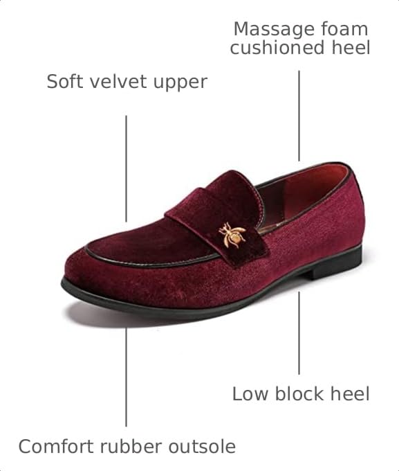 Image of FLQL Men's Luxury Penny Loafer Slip-On Velvet Shoes Party Dancing Shoes Suede Wedding Shoes Plus Size 7-13