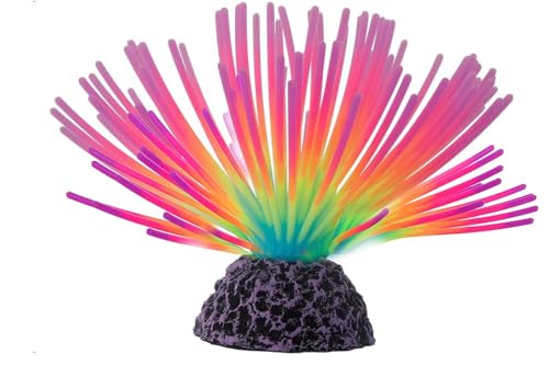 COLORLIFE Glow Rainbow Sea Urchin Aquarium Decor - Realistic Silicone Ornament with Weighted Base...