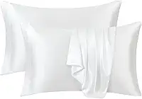 Ersmak Fronhas de cetim Queen conjunto de 2, fronhas de cetim ultra macias e sedosas para cabelo e pele, capas de almofada resistentes a desbotamento com fecho de envelope (branco marfim)