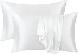 Ersmak Fronhas de cetim Queen conjunto de 2, fronhas de cetim ultra macias e sedosas para cabelo e pele, capas de almofada resistentes a desbotamento com fecho de envelope (branco marfim)