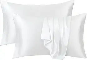 Ersmak Fronhas de cetim Queen conjunto de 2, fronhas de cetim ultra macias e sedosas para cabelo e pele, capas de almofada resistentes a desbotamento com fecho de envelope (branco marfim)