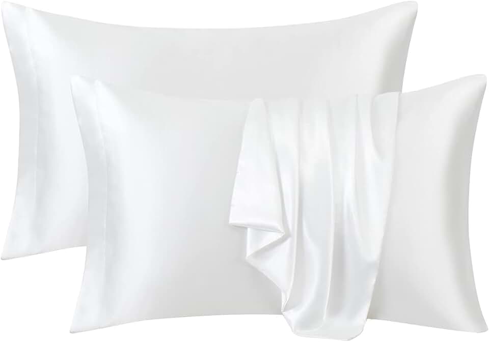 Ersmak Fronhas de cetim Queen conjunto de 2, fronhas de cetim ultra macias e sedosas para cabelo e pele, capas de almofada resistentes a desbotamento com fecho de envelope (branco marfim)