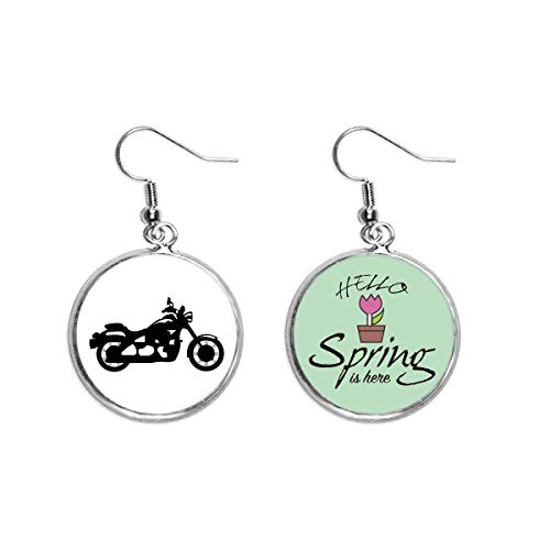 Pendientes de moto negros con colgante decorativo de primavera