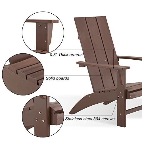 Image of Psilvam Modern Adirondack Chairs Set of 4, Dark Brown