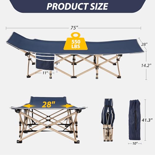 Folding-Camping-Cot-for-Sleeping-Portable-Cots-for-Adults-Heavy-Duty-Cot-Bed-550LBSMax-Load-Extra-Wider-Cots-with-Large-Pocket-for-Outdoor-Office-BeachBlue