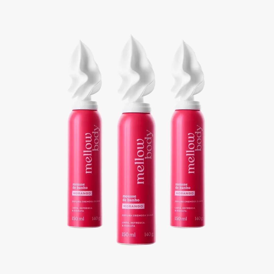 Kit 3 Mouses de Banho Mellow Mousse Morango Hidratacao Profunda e