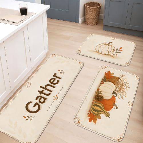 Tapis de cuisine de qualité rustique lot de 3 tapis beiges confortables au design traditionnel
