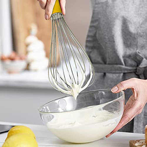 Image of Kuber Industries Hand Blender|Handheld Stainless-Steel Wire Whisk Perfect for Blending, Whisking, Beating, Stirring,Pack of 3 (Yellow)