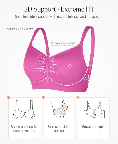 Image of Popilush Wireless Bras for Women Seamless Supportive Bra Full Coverage Comfortable Bralettes with Wide Strap