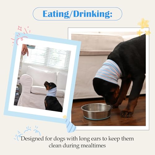 Image of Nanaki Calming Hoodie Dog Grooming Ear Cover Anxiety Relief-No Shake Dog Ear Wrap Hematoma, Striped Head Wrap Snoods for Noise Protection, Bath, Fireworks, Thunderstorm, Blow Drying, Warm-Keeping