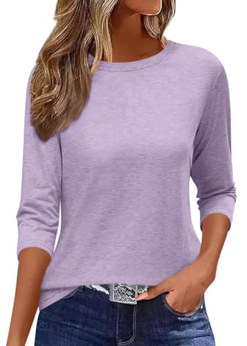 Minetom Tshirt Damen Shirt 3/4 Arm Tshirt Sommer Pullover Basic Tops Casual...