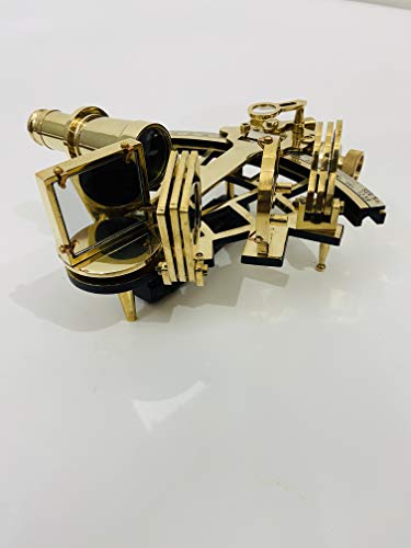 Image of Malla 9 inch Brass Sextant Navigational Sextant | Real Sextant | Sextant Working | Sextant Original | Antique Marine Sextant | Vintage Functional Astrolabe Sextant Gift Nautical Decor