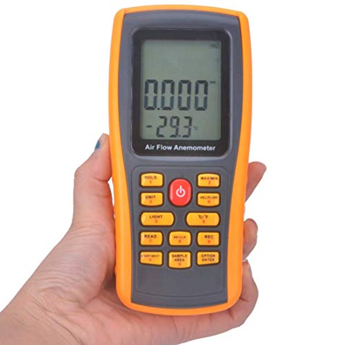Nuokix Anemometers, Digital Anemometer GM 8902 Wind Speed Air Temperature Measurement High Precision Measurement Easy Compact Portable LCD with Back Light Probe (Edition : GM8902)