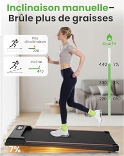 Tapis de Course et Marche 3 en 1 avec Pente 7% – Tapis Roulant Silencieux, 8 km/h, 2,5 CV, Amorti Confortable, Charge 130 kg, Écran LCD – Maison & Bureau