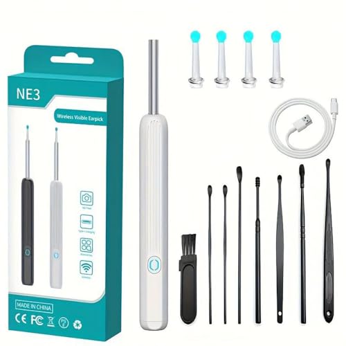 Ear Wax Removal Tool with Camera 4 Ear Spoon - Earpick with 1296P HD Camera - Earwax Removal Wireless Visible Ear Picker Fit iOS & Android