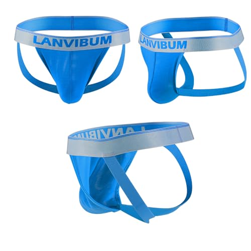 Men's Performance Nylon Jockstrap 3-Pack Breathable Dual-Strap Underwear with Pouch & Moisture-Wicking Mesh3