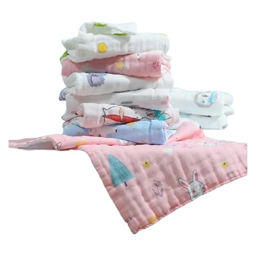 Image of Premium Muslin Baby Burp Cloths - Ultra Soft & Absorbent, 6 Layers for Newborns & Infants - Pack of 5 /10 - Baby Essentials for Baby Feeding (Printed Multicolor, Pack of 10)