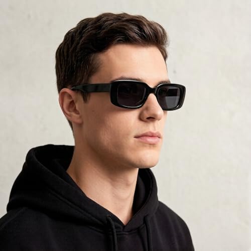 Image of Trendy Rectangle Sunglasses Polarized Women Men Chunky Thick TR90 Frame Shade UV400 TAC Lens Lightweight