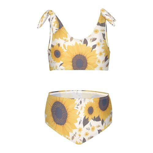 KLL Sunflowers Pattern Artistic Girl 2 Piece Bikini Sets Quick-Dry Bathing Suit Swimming Suits Cute Shoulder Strap