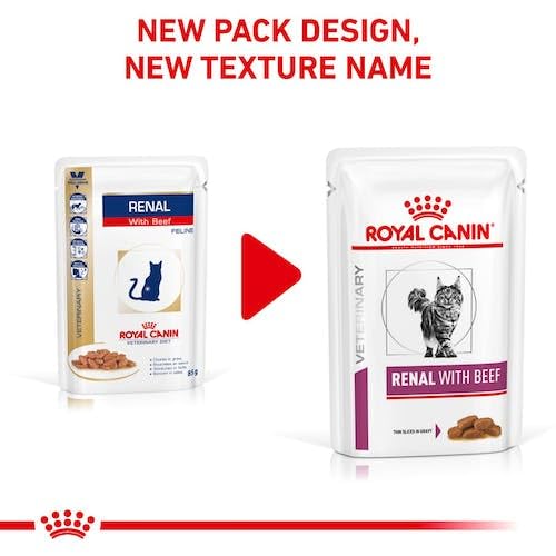 Royal Canin Veterinary Renal Beef | Doppelpack | 2 x 12 x 85 g | Diät-Alleinfuttermittel für ausgewachsene Katzen | Zur Unterstützung bei Nierenproblemen | Im Frischebeutel