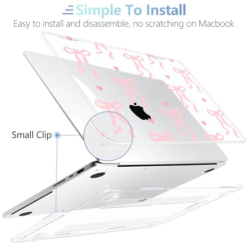 Image of MEEgoodo Case for M5 MacBook Pro 16 inch Case 2026 2024 2023 2021 with M5 M4 M3 M2 M1 Pro /Max Chip, Fit Model A3429 /A3428 /A3403 /A3186 /A2991 /A2780 /A2485, Trendy Bow & Hearts