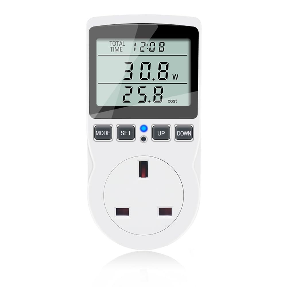 KETOTEK Power Meter Plug Energy Monitor, Electricity Usage Monitor 11 Modes with LCD Display, Power Consumption Meter Socket Overload Alarm KWH Amp Volt Watt Meter