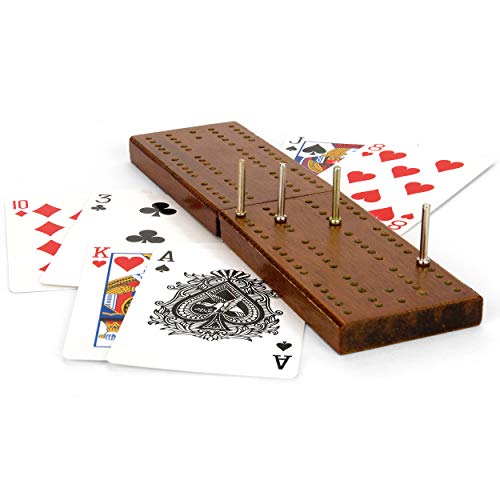 Toyrific Holz-Cribbage-Brett & Spielkarten, traditionelles Kartenspiel-Set, Familienspiele Cover