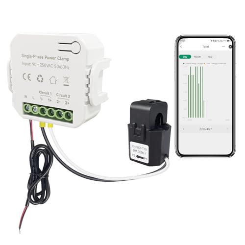 Smart Home Energy Monitor with 1 * 80A CT Current Transformer EdgeAnt, Single Phase Clamp Electricity Meter, Real-Time Electricity Energy Monitor, WiFi Home Energy Control, Solar Net Metering