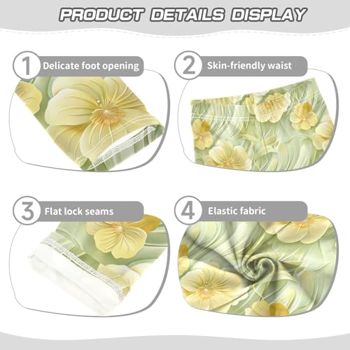 Girls Leggings Yellow Sage Floral Soft Toddler Leggings for Girls Kids Pants Size 4T-10T3