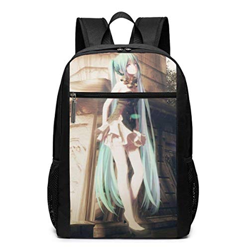 Preisvergleich Produktbild Grünes Haar Anime Mädchen Rucksack Kinder Schultasche Student Klassische Laptop Rucksäcke Unisex Light Travel Adult Zipper Rucksack 17 Zoll
