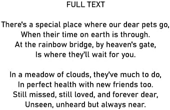 Pet Bereavement Card with Beautiful Verse | Rainbow Bridge Sympathy Card for Loss of a Dog, Cat, Rabbit (140mm x 140mm)