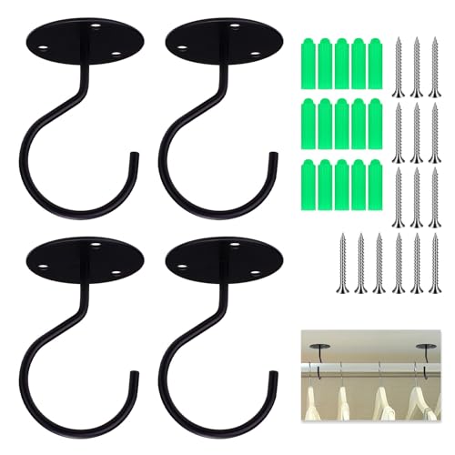 Sekonow Closet Rod Bracket, 1.5 Inch Heavy Duty Metal Closet Rod Holders with Screws Closet Rod Support for Wardrobe Shelf Closet Pole, Ceiling Curtain Rod, 4 Pack