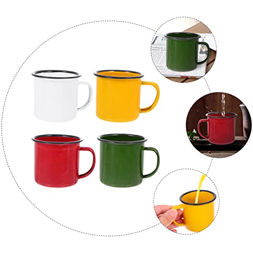 Luxshiny Juego de 4 Tazas de Camping Esmaltadas Tazas de Café Vintage Pequeñas Tazas de Té de Metal Tazas de Sopa de… - Imagen 3
