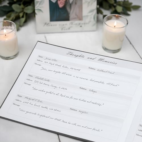 Image of Funeral Guest Book - Celebration of Life Guest Book with Rollerball Pen for Memorial Service - Funeral Memory Sign in Books for Over 300+ Guests - Funeral Decorations with In Loving Memory Table Sign