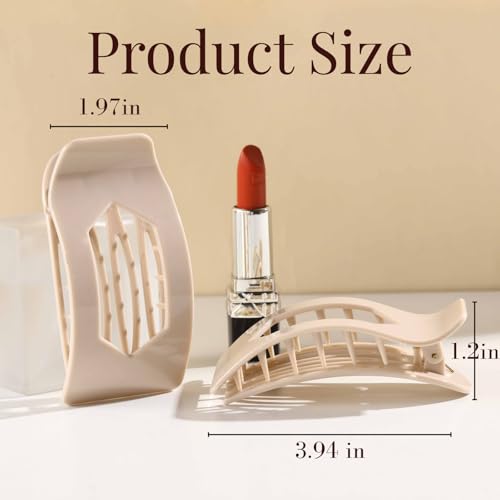 Image of 8 Pack Brown Flat Hair Clips for Women - Large Neutral Glossy No-Slip Rectangle Claw Clips for Thick & Thin Hair, Strong Hold Square Hair Accessories for Everyday Office or Coffee Look