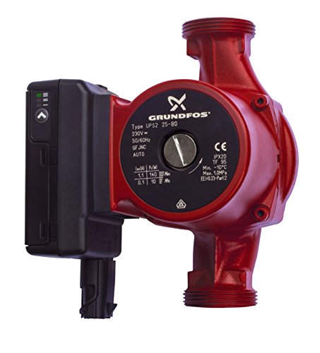 Grundfos 115224 UPS2 25-80 Leichte kommerzielle Zentralheizungspumpe, rot/schwarz
