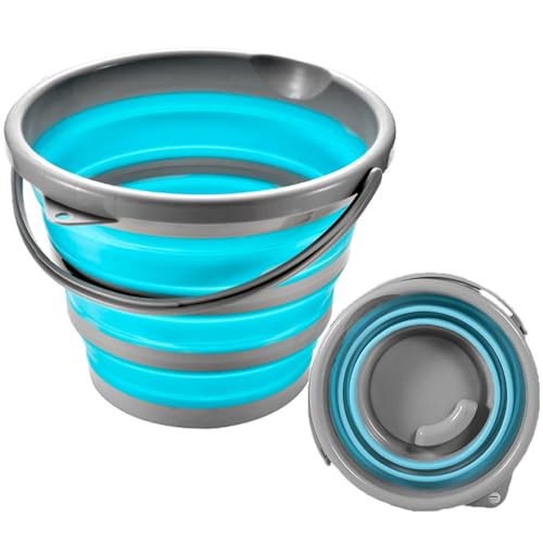 Roysmart Cubo plegable de silicona de 10 litros, para ahorrar espacio, cubo plegable de silicona para limpieza, camping, pesca, viajes (azul)