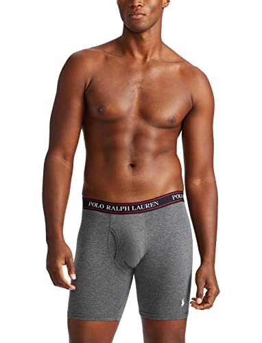 POLO RALPH LAUREN Men's Stretch Classic Fit Boxer Briefs, Trunks & Long Leg Available, 3-Pack, Red/Charcoal Heather Stripe/Charcoal Heather-3 Pack, Small4